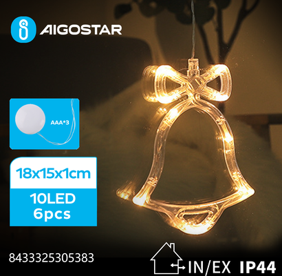 Adorno Navidad Figura Campana con Pilas y Ventosa